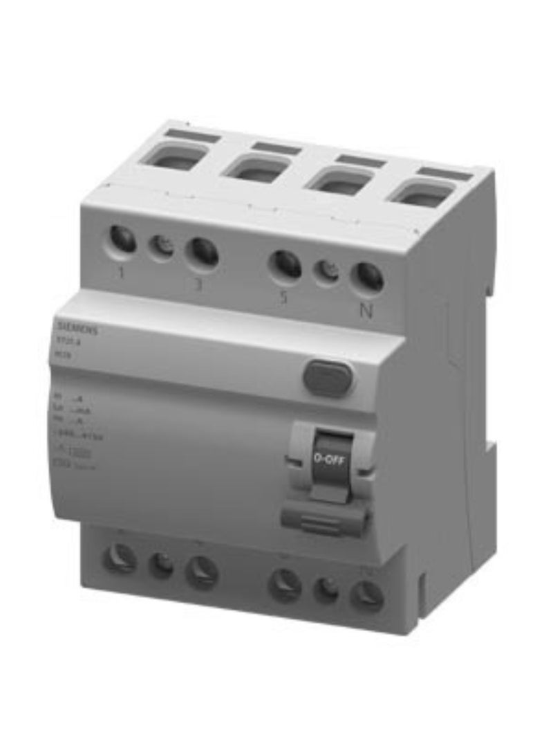 Siemens 5TJ Residual Current Circuit Breaker (RCCB), 4-Pole, 40A, 100mA, Type AC - (Model-5TJ7444-0)
