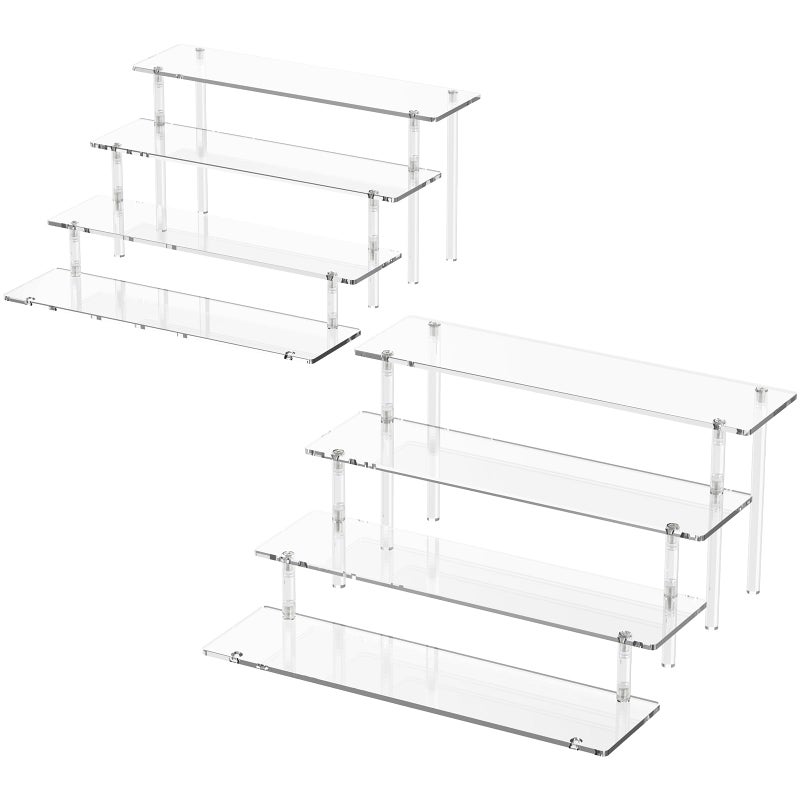 Dooiclear 4 Tier Acrylic Display Risers, Clear Perfume Organizer Stand, Large Cupcake Stand Holder, Dessert Display for Party, Display Shelf for Figure and Collection, Riser Stand for Decoration and Organizer - Image 1