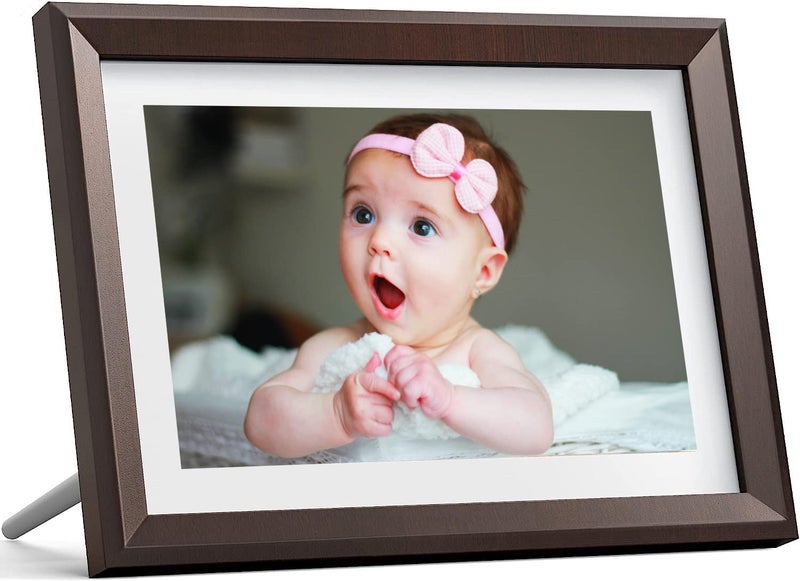 Dragon Touch Dragon Touch Digital Picture Frame WiFi 10 inch IPS Touch Screen Digital Photo Frame Display, 32GB Storage, Auto-Rotate, Share Photos via App, Email, Cloud, Classic 10 Brown, PUUDUU  - Image 1