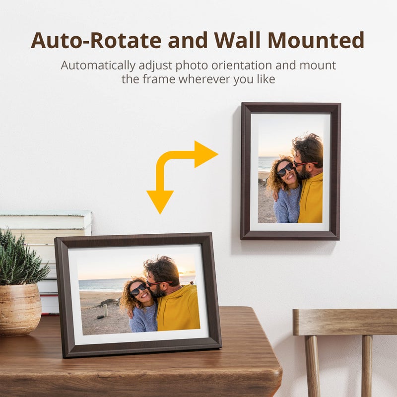 Dragon Touch Dragon Touch Digital Picture Frame WiFi 10 inch IPS Touch Screen Digital Photo Frame Display, 32GB Storage, Auto-Rotate, Share Photos via App, Email, Cloud, Classic 10 Brown, PUUDUU  - Image 5