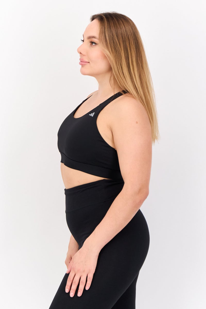 Adidas Women Padded Brand Logo Sports Bra, Black - Image 3