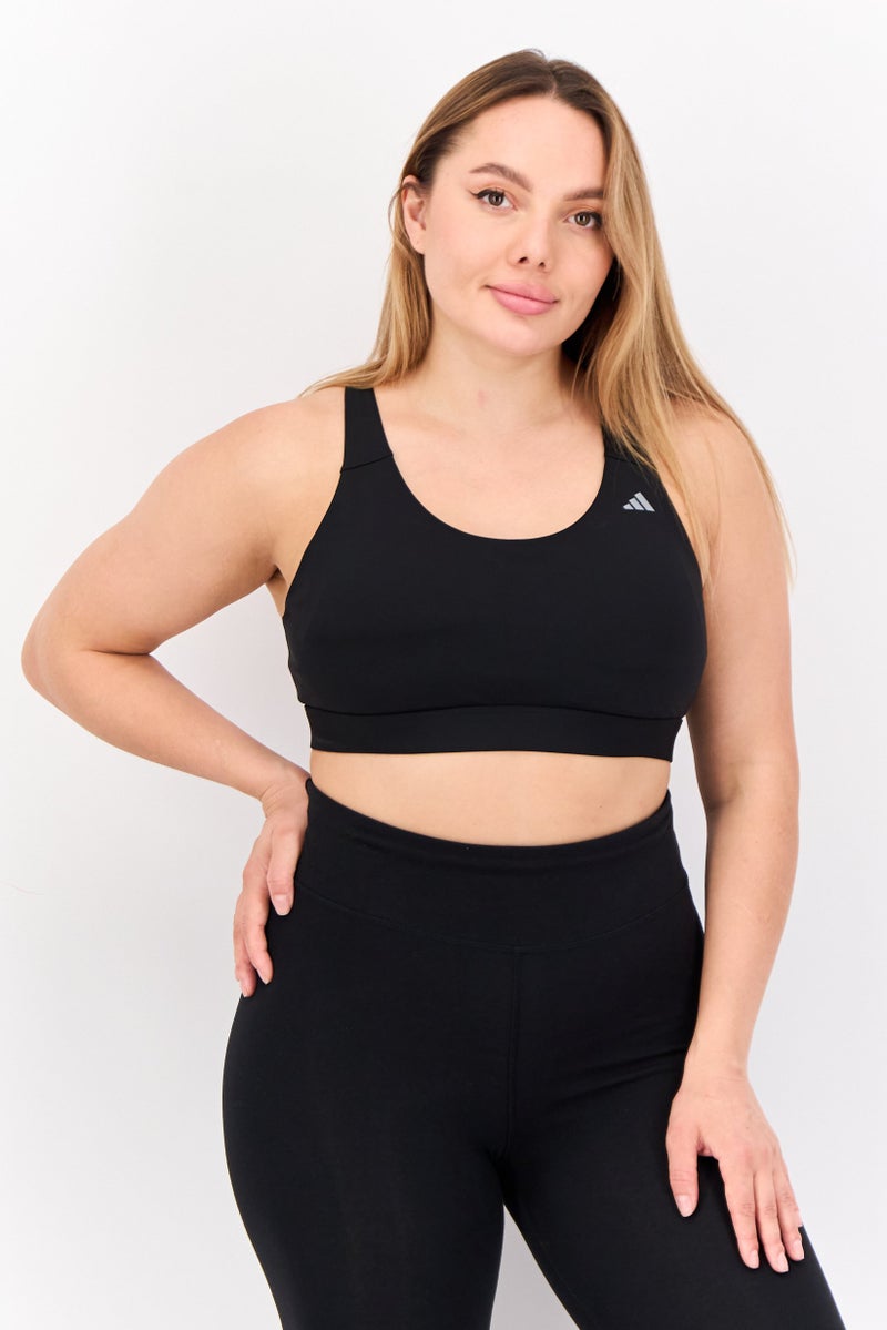 Adidas Women Padded Brand Logo Sports Bra, Black - Image 1