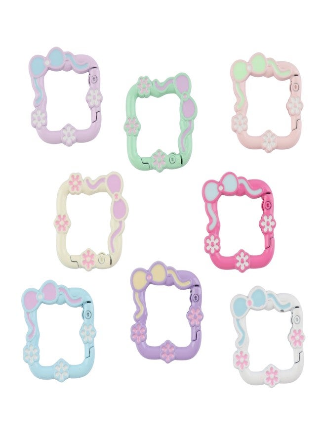Kexinglu 8Pcs Small Colorful Cute Carabiner Keychains, Bow + Flower Metal Spring Key Chain Clip, Snap Hooks Ring for DIY Backpack, Bag, Purse, Handbag - Image 1
