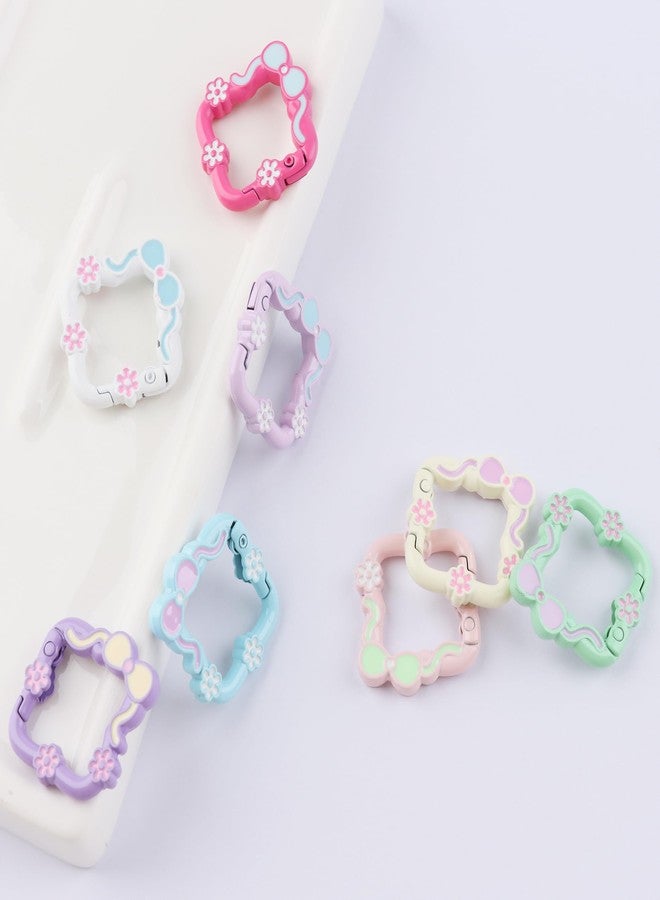 Kexinglu 8Pcs Small Colorful Cute Carabiner Keychains, Bow + Flower Metal Spring Key Chain Clip, Snap Hooks Ring for DIY Backpack, Bag, Purse, Handbag - Image 5