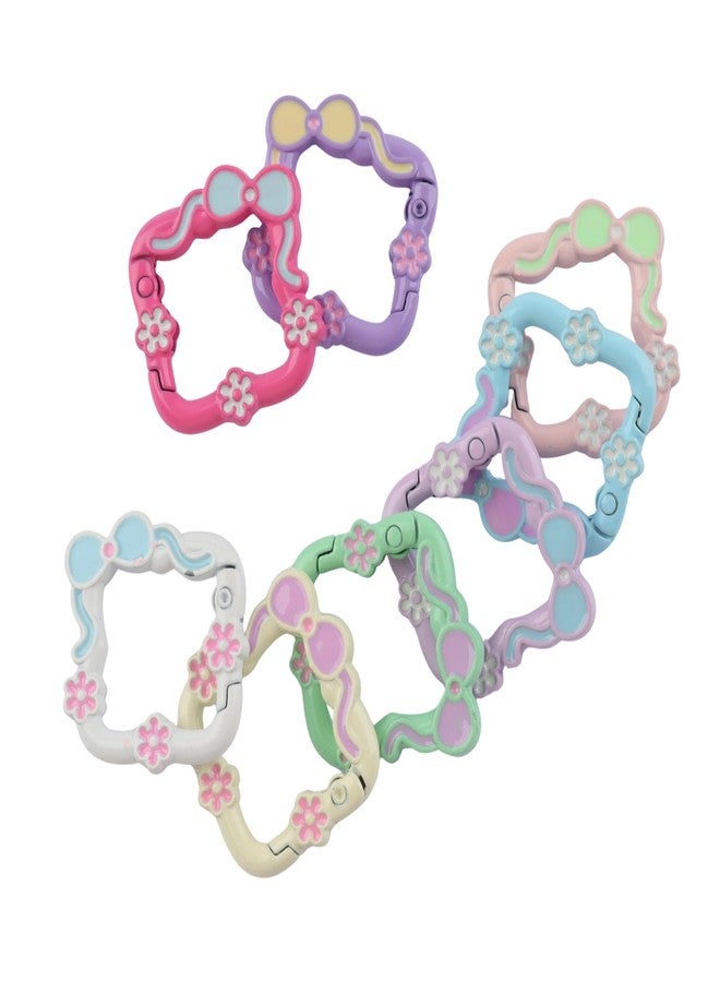 Kexinglu 8Pcs Small Colorful Cute Carabiner Keychains, Bow + Flower Metal Spring Key Chain Clip, Snap Hooks Ring for DIY Backpack, Bag, Purse, Handbag - Image 4