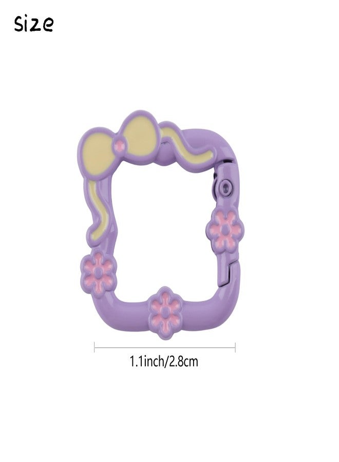 Kexinglu 8Pcs Small Colorful Cute Carabiner Keychains, Bow + Flower Metal Spring Key Chain Clip, Snap Hooks Ring for DIY Backpack, Bag, Purse, Handbag - Image 2