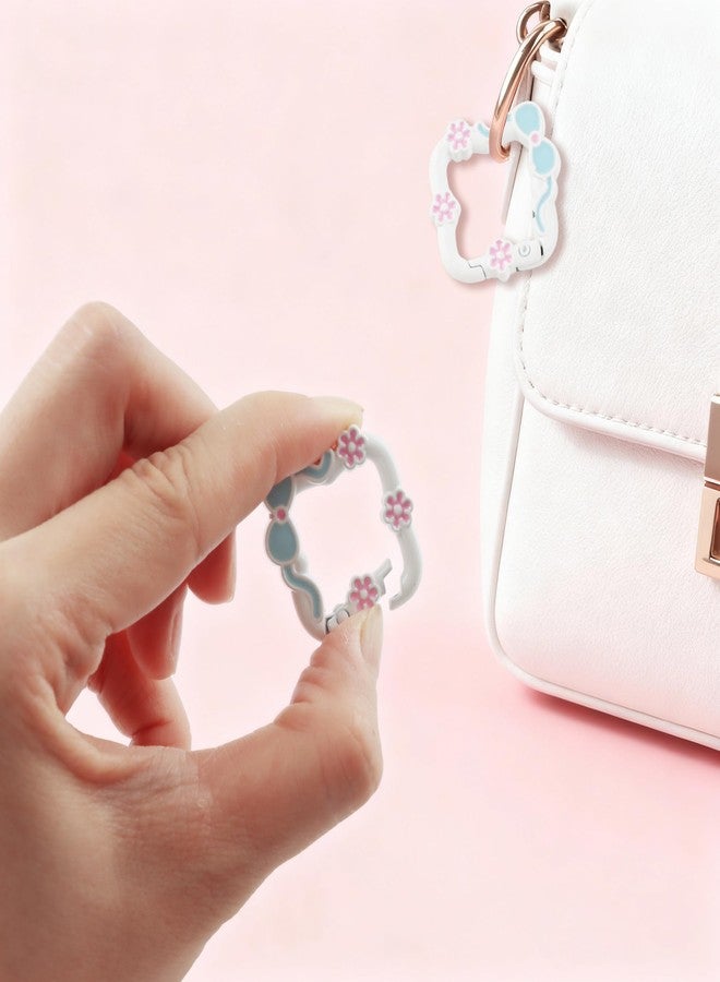 Kexinglu 8Pcs Small Colorful Cute Carabiner Keychains, Bow + Flower Metal Spring Key Chain Clip, Snap Hooks Ring for DIY Backpack, Bag, Purse, Handbag - Image 3