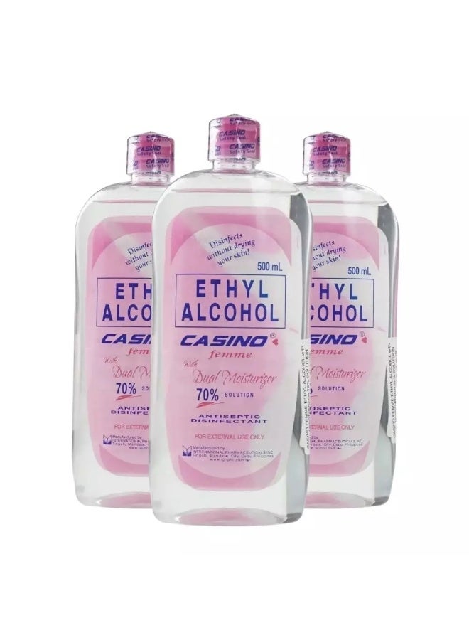 Casino 70% Ethyl Alcohol Femme with Dual Moisturizer- 3X500ml