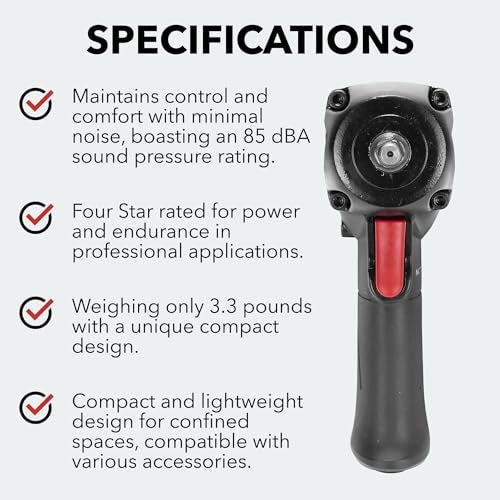 M7 NC-3612Q 3/8-inch Drive Quiet Mini Aluminum Air Impact Wrench, High Torque Wrench, Automotive Tool for Professional and Industrial Use, Lightweight Air Tool for Confined Spaces - Image 4