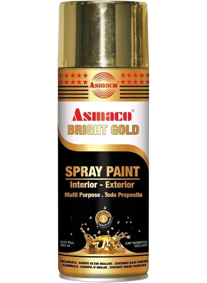 Asmaco Asmaco Spray Paint Bright Gold 400 Ml Eco Fill Multi Purpose Interior Exterior Quick Drying Acrylic Paint 