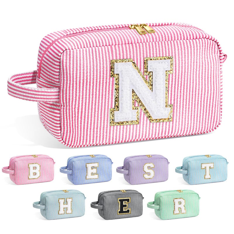 YOOLIFE Personalized Gifts for Mom Initial Makeup Bag Cosmetic Bag Toiletry Pouch Personalized Birthday Gifts for Mom Grandmother Stepmother Mother In Law Gifts Mothers Day Gifts Pink N - Image 2