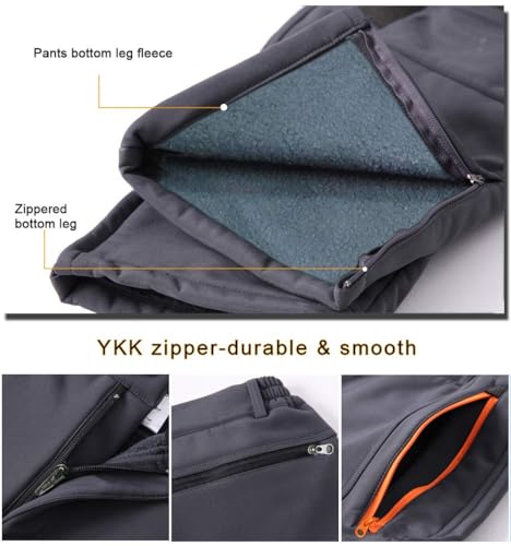Gash Hao Mens Snow Ski Waterproof Softshell Snowboard Pants Outdoor Hiking Fleece Lined Zipper Bottom Leg (180Grey, 32W x 34L) - Image 5