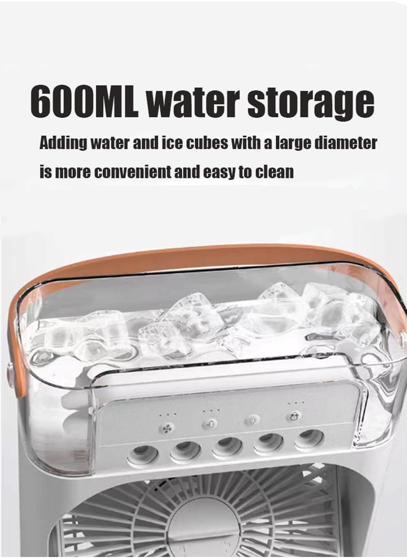 Generic 3 IN 1 Mini Cooling Fan Portable Air Conditioner Fan Mini Personal Evaporative Air Cooler Small Air Cooler Fan with Type-C Input 3 Speeds Spray Oscillation Humidifier Timing Function 7-Color LED Night Light Quiet Operation Easy-to-Clean Water Tank for Home Office Bedroom Camping  - Image 3