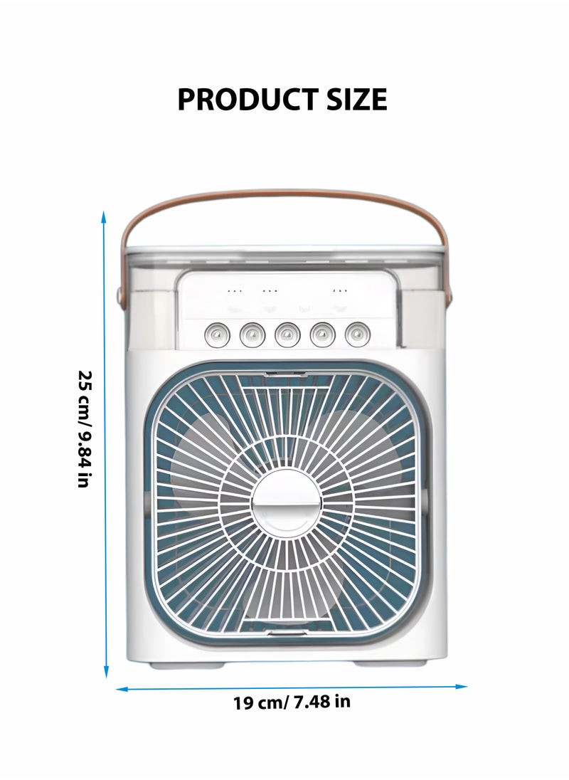 Generic - 3 IN 1 Mini Cooling Fan Portable Air Conditioner Fan Mini Personal Evaporative Air Cooler Small Air Cooler Fan with Type-C Input 3 Speeds Spray Oscillation Humidifier Timing Function 7-Color LED Night Light Quiet Operation Easy-to-Clean Water Tank for Home Office Bedroom Camping - Image 1