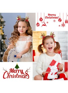 HOXIEYA Christmas Bow Hair Clip Sparkle Reindeer Hair Bow Clips for Girls Baby Red Gold Bow Antler Bow Clips Design Christmas Barrettes Hair Accessories for Holiday Xmas Hair Decoration-2PCS  - Image 3