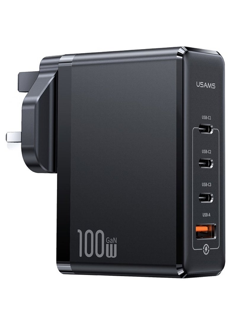 Usams - 100W GaN 4-Port Charger (UK) - High Power Fast Charging for Laptops, Tablets & Phones | Supports PD/QC, Apple & Android Fast Charging - Image 1