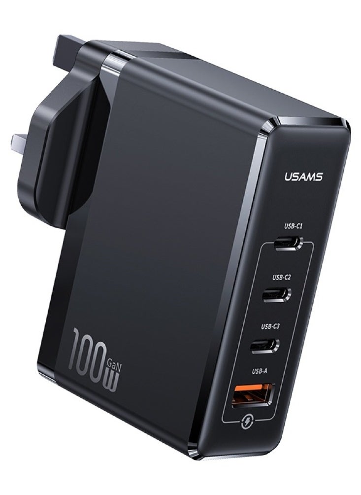Usams - 100W GaN 4-Port Charger (UK) - High Power Fast Charging for Laptops, Tablets & Phones | Supports PD/QC, Apple & Android Fast Charging - Image 1