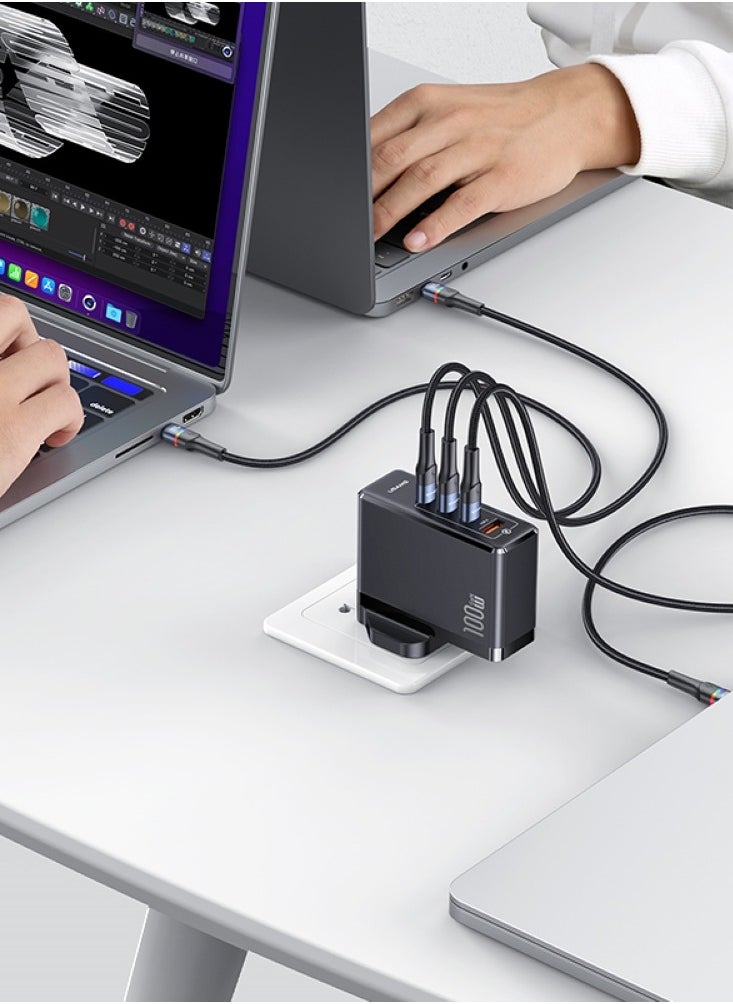 Usams - 100W GaN 4-Port Charger (UK) - High Power Fast Charging for Laptops, Tablets & Phones | Supports PD/QC, Apple & Android Fast Charging - Image 1