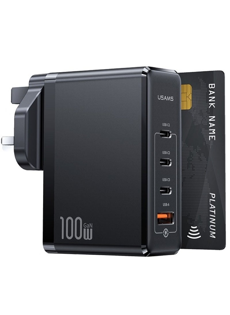 Usams - 100W GaN 4-Port Charger (UK) - High Power Fast Charging for Laptops, Tablets & Phones | Supports PD/QC, Apple & Android Fast Charging - Image 1
