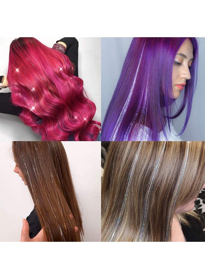 DANSEE Hair Tinsel 48 Inch long flash hair extension 750 Strands Silver - Image 2