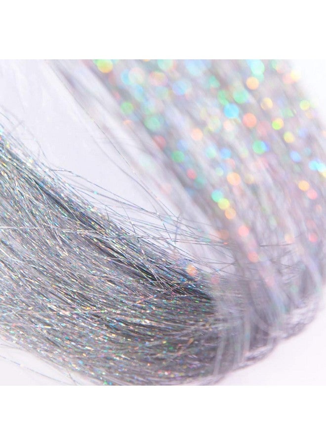 DANSEE Hair Tinsel 48 Inch long flash hair extension 750 Strands Silver - Image 1