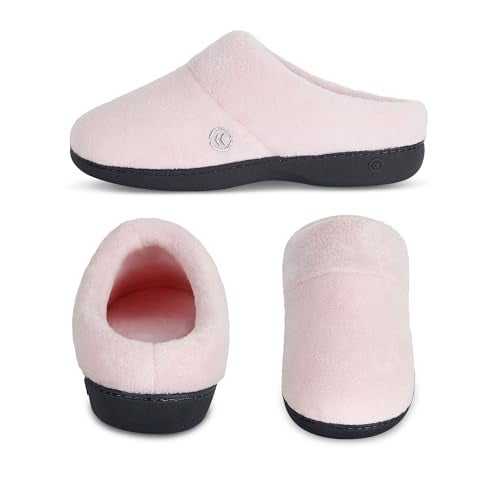 isotoner Women's Classic Clog Slippers with Memory Foam Comfort and Non-Slip Stability, Peony, 8-9 - Image 2