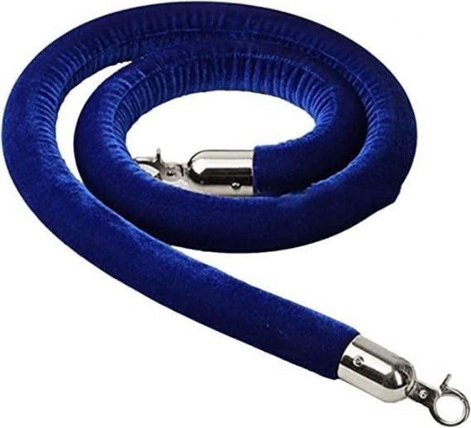 Velvet Rope Crowd Control Barrier, for Multicolor Multiple Sizes with Metal Hooks(Blue,7ft/215cm) - Image 1