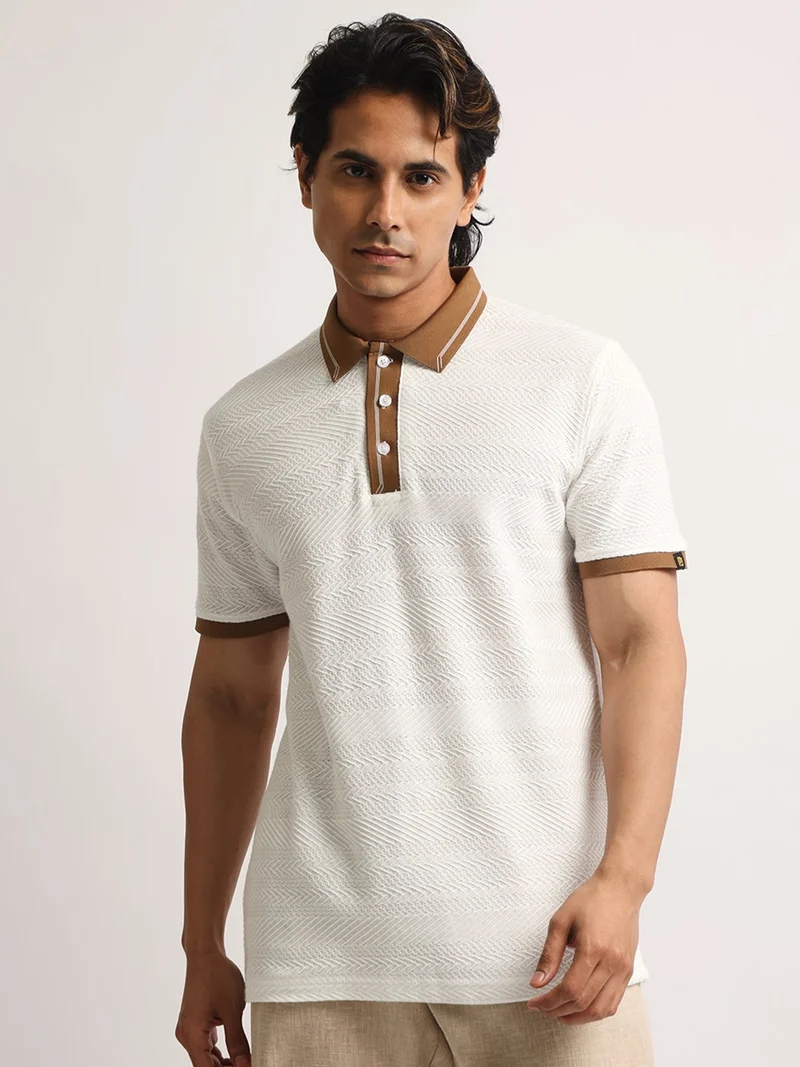 مانياك Maniac Mens AOP Printed Round Neck Half Sleeve Biscuit Cotton Tshirt