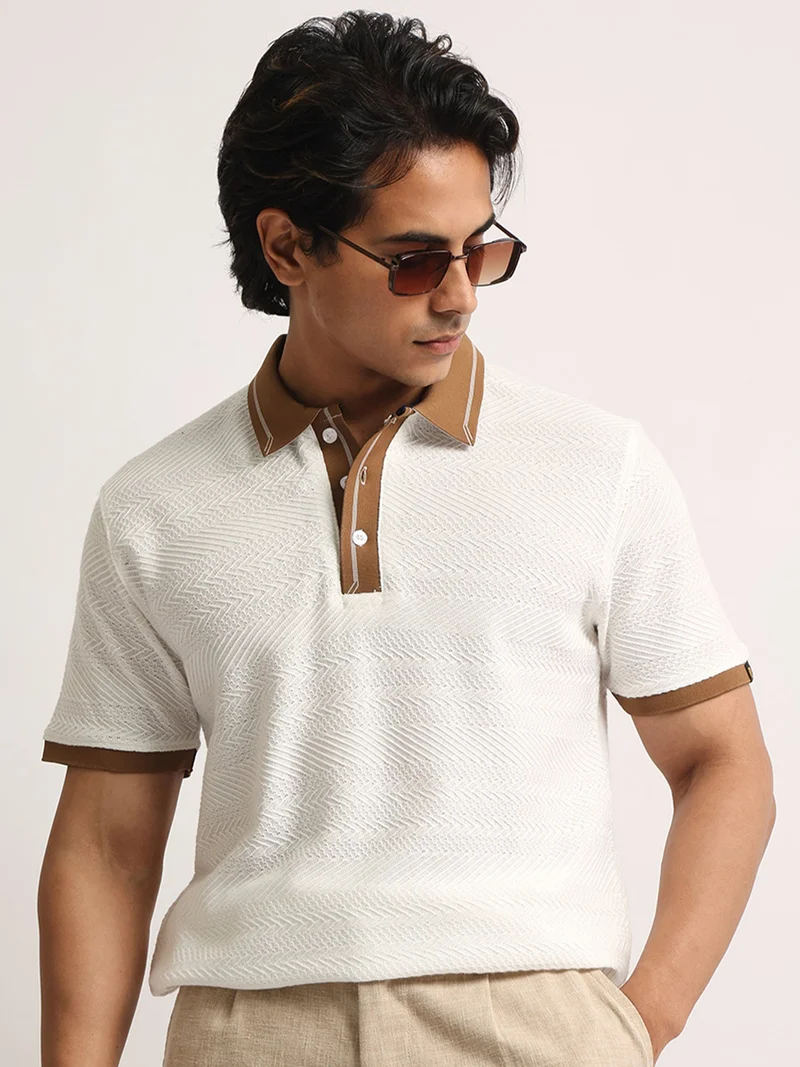 مانياك Maniac Mens AOP Printed Round Neck Half Sleeve Biscuit Cotton Tshirt