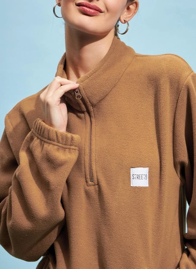 STREET 9 Brown Oversized Sweatshirt for Women