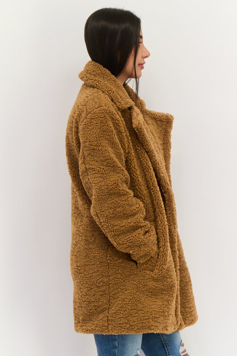 Bearpaw Women Textured Sherpa Jacket, Brown - Image 2