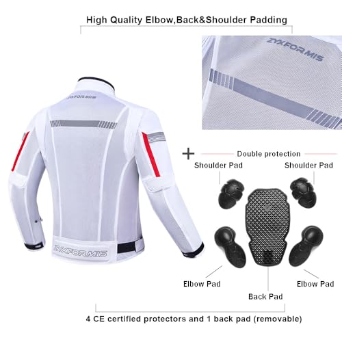 Zyxformis Motorcycle Jacket for Men, CE Armored Mesh Motorbike Jacket for Summer, Breathable Protective Gear for Motorcycling - Image 5