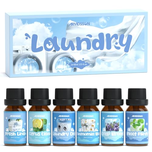 ARVIDSSON Laundry Collection Essential Oil Set, ARVIDSSON Natural Clean Fragrance Oil for Diffuser, Aromatherapy Oil Gift Set Includes Fresh Linen, Citrus Clean, Chamomile Bliss, Crisp Breeze, Minty - Image 1