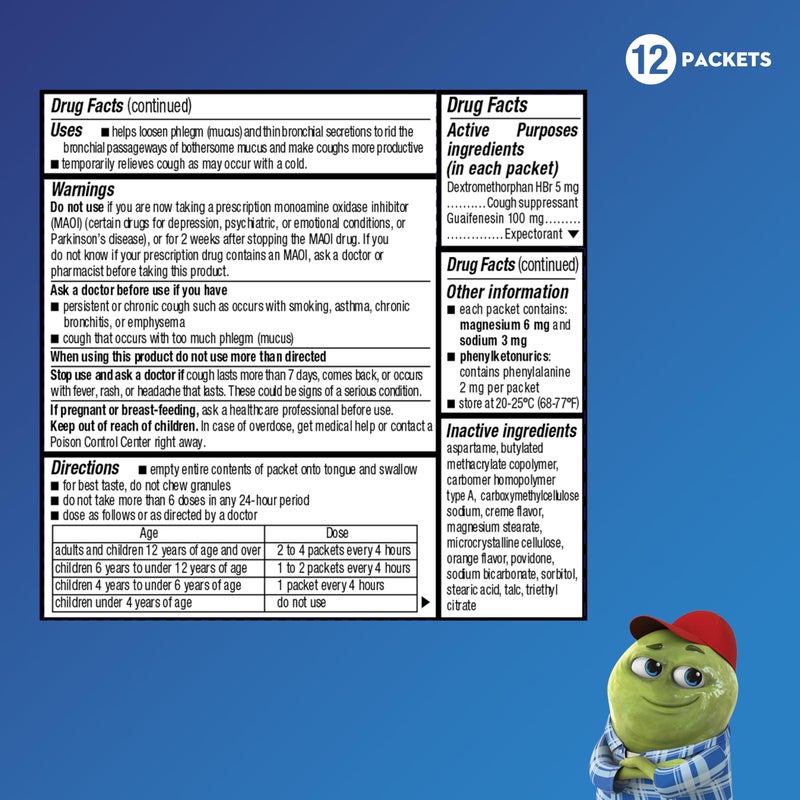 Mucinex Children's Chest Congestion Expectorant and Cough Suppressant Mini-Melts, Orange Cream, 12 Count (Packaging May Vary) - Image 2