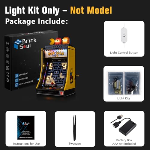 BrickSoul Upgrade Light Kit for Lego 10323 PACMan Arcade Building Set with ONOff Dimmer Switch Hidden Cable Tech Easy Install Lighting Set 10323 Set NOT Included - Image 5