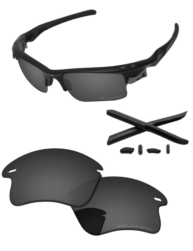 PapaViva Replacement Lenses & Rubber Kits for Oakley Fast Jacket XL OO9156 71mm Sunglass Solid Black Polarized - Image 1