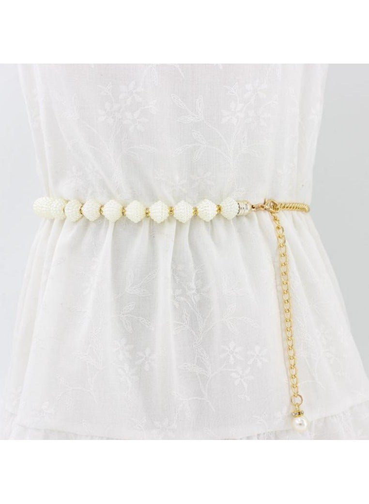 KUYING New Womens Pearl Fashion Versatile Decorative Dress Summer Skirt Small Belt 
