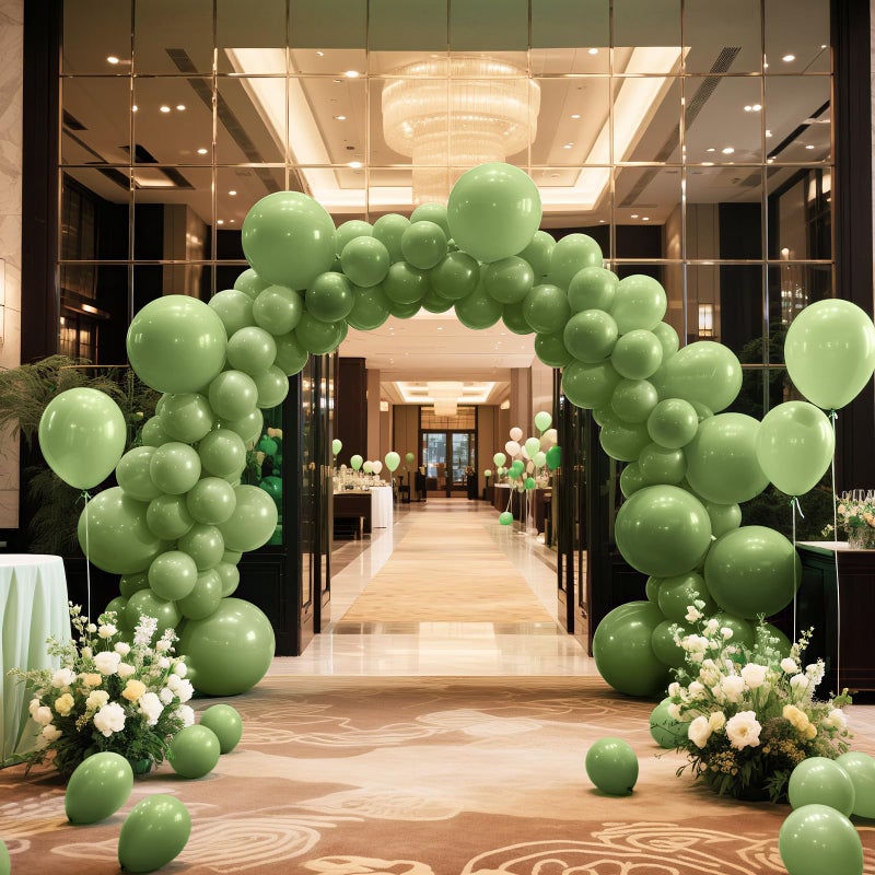 Bezente Sage Green Balloons Latex Party Balloons - 100 Pack 12 Inch Round Helium Olive Green Balloons For Birthday Bridal Shower Wedding Graduation Anniversary Safari Jungle Party Decorations - Image 4