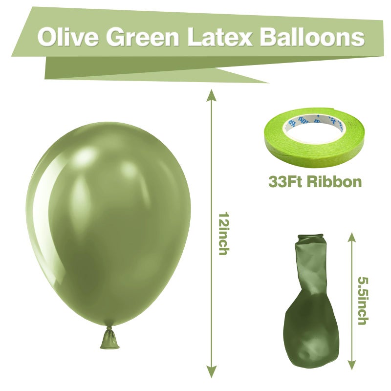 Bezente Sage Green Balloons Latex Party Balloons - 100 Pack 12 Inch Round Helium Olive Green Balloons For Birthday Bridal Shower Wedding Graduation Anniversary Safari Jungle Party Decorations - Image 2