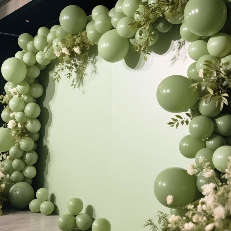 Bezente Sage Green Balloons Latex Party Balloons - 100 Pack 12 Inch Round Helium Olive Green Balloons For Birthday Bridal Shower Wedding Graduation Anniversary Safari Jungle Party Decorations - Image 5