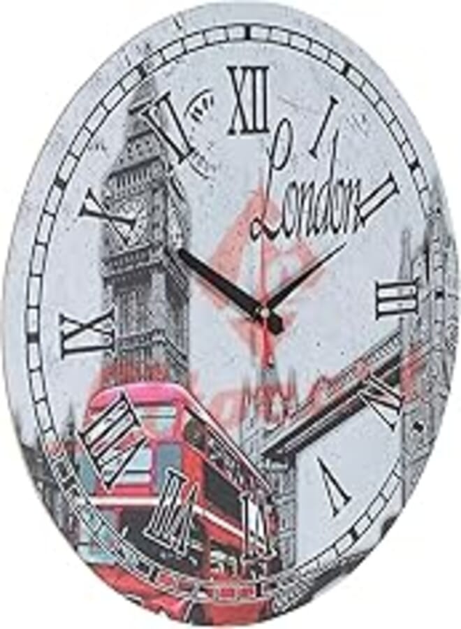 Big Ben Shaped Wooden Round Analog Wall Clock - 40 cm