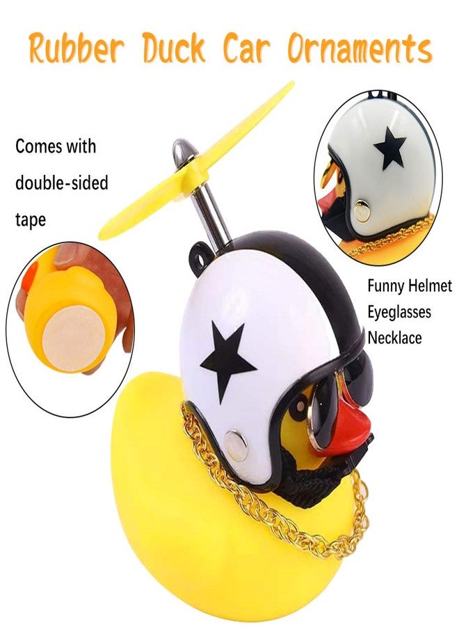 wonuu Car Duck, Rubber Duck Car Decorations, Dashboard 2Pack Small Duck Ornaments with Propellers Glasses Gold Chain - Image 2