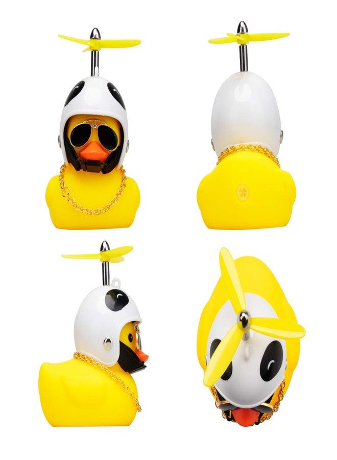 wonuu Car Duck, Rubber Duck Car Decorations, Dashboard 2Pack Small Duck Ornaments with Propellers Glasses Gold Chain - Image 3