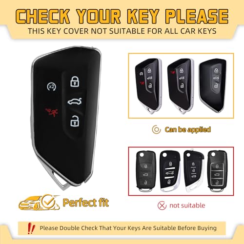 FT FUNTOR Key Fob Cover for Volkswagen,Soft TPU Full Protection Case Compatibale With VW Golf GTI Atlas Skoda Octavia ID3 ID4 MK8 (White, 5 Buttons) - Image 2