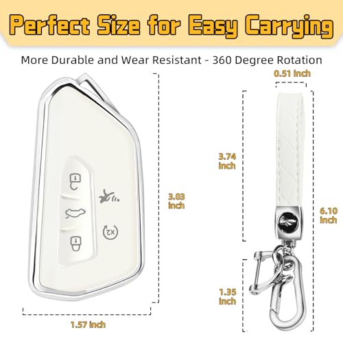 FT FUNTOR Key Fob Cover for Volkswagen,Soft TPU Full Protection Case Compatibale With VW Golf GTI Atlas Skoda Octavia ID3 ID4 MK8 (White, 5 Buttons) - Image 5
