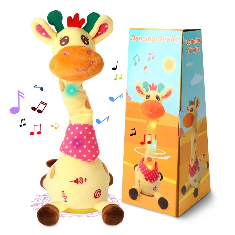 LLUKEME Dancing Talking Giraffe Toy for Baby Girl Boy Interactive Stuffed Animal Baby Toy Repeating What You Say Glowing Musical Giraffe Gifts for Toddlers 13 Years Old for Kids Giraffe - Image 2