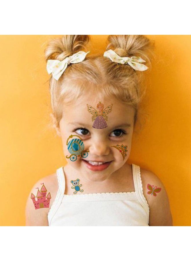 Ooopsiun Glitter Princess Temporary Tattoos for Girls - 70 Gold Glitter Styles, Princess Birthday Party Decorations Supplies Favors for Gilrs Kids - Image 4