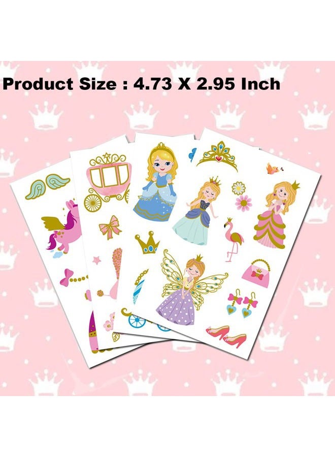 Ooopsiun Glitter Princess Temporary Tattoos for Girls - 70 Gold Glitter Styles, Princess Birthday Party Decorations Supplies Favors for Gilrs Kids - Image 5