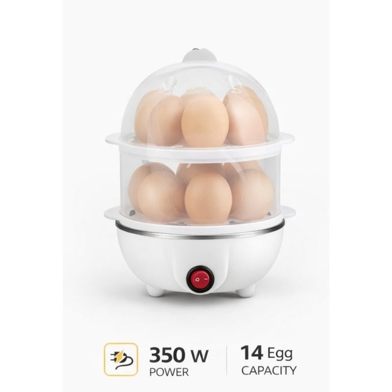 14 Egg Electric Egg Boiler 350W Double Layer Egg Cooker Automatic Shut Off Stainless Steel Heating Plate Fast Cooking Kitchen Egg Steamer - Image 1