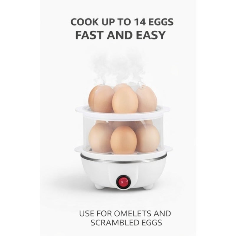 14 Egg Electric Egg Boiler 350W Double Layer Egg Cooker Automatic Shut Off Stainless Steel Heating Plate Fast Cooking Kitchen Egg Steamer - Image 3